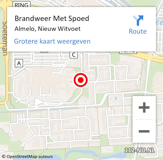 Locatie op kaart van de 112 melding: Brandweer Met Spoed Naar Almelo, Nieuw Witvoet op 22 december 2014 22:11