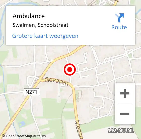 Locatie op kaart van de 112 melding: Ambulance Swalmen, Schoolstraat op 25 oktober 2013 09:20