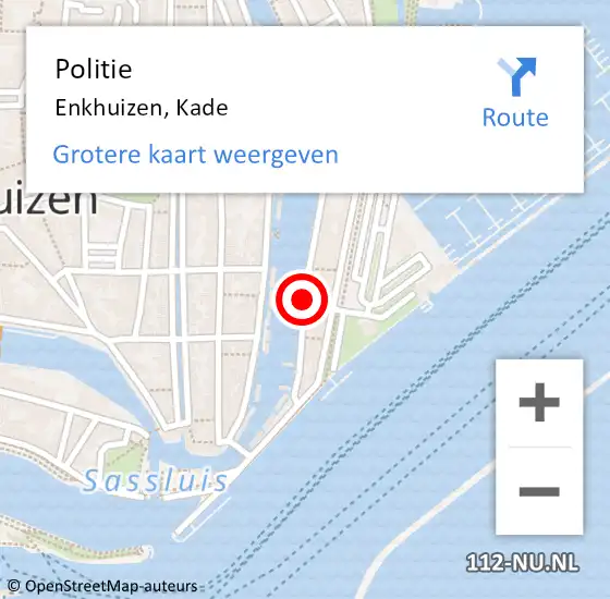 Locatie op kaart van de 112 melding: Politie Enkhuizen, Kade op 22 december 2014 22:45