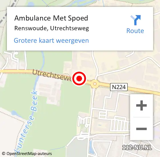 Locatie op kaart van de 112 melding: Ambulance Met Spoed Naar Renswoude, Utrechtseweg op 22 december 2014 22:52