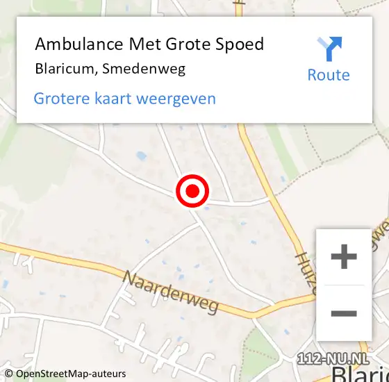 Locatie op kaart van de 112 melding: Ambulance Met Grote Spoed Naar Blaricum, Smedenweg op 22 december 2014 23:06