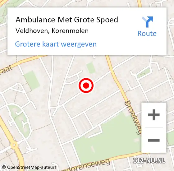 Locatie op kaart van de 112 melding: Ambulance Met Grote Spoed Naar Veldhoven, Korenmolen op 22 december 2014 23:21