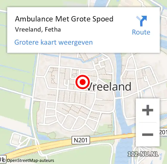 Locatie op kaart van de 112 melding: Ambulance Met Grote Spoed Naar Vreeland, Fetha op 23 december 2014 00:02