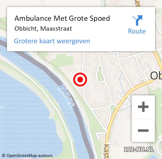 Locatie op kaart van de 112 melding: Ambulance Met Grote Spoed Naar Obbicht, Maasstraat op 23 december 2014 01:01