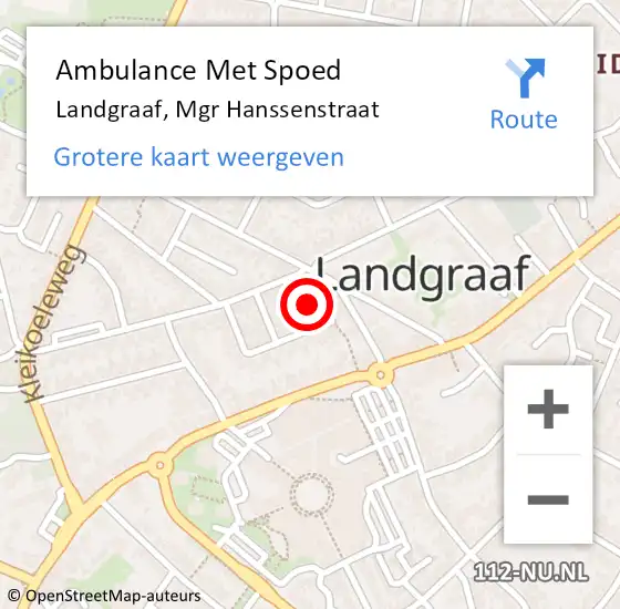 Locatie op kaart van de 112 melding: Ambulance Met Spoed Naar Landgraaf, Mgr Hanssenstraat op 23 december 2014 01:40