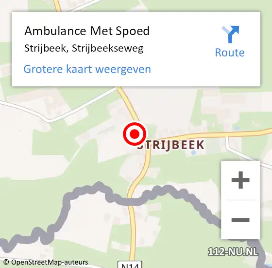 Locatie op kaart van de 112 melding: Ambulance Met Spoed Naar Strijbeek, Strijbeekseweg op 23 december 2014 02:43