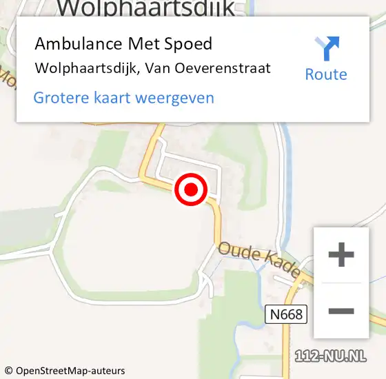 Locatie op kaart van de 112 melding: Ambulance Met Spoed Naar Wolphaartsdijk, Van Oeverenstraat op 23 december 2014 05:18