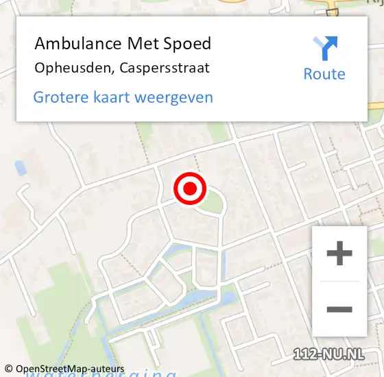 Locatie op kaart van de 112 melding: Ambulance Met Spoed Naar Opheusden, Caspersstraat op 23 december 2014 05:20