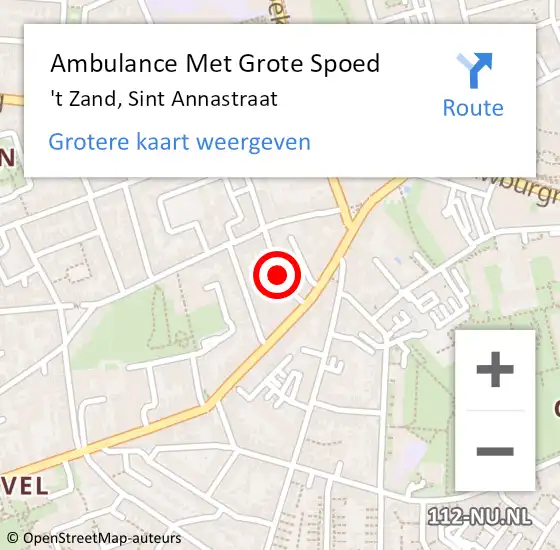 Locatie op kaart van de 112 melding: Ambulance Met Grote Spoed Naar 't Zand, Sint Annastraat op 23 december 2014 06:34