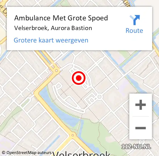 Locatie op kaart van de 112 melding: Ambulance Met Grote Spoed Naar Velserbroek, Aurora Bastion op 23 december 2014 06:40