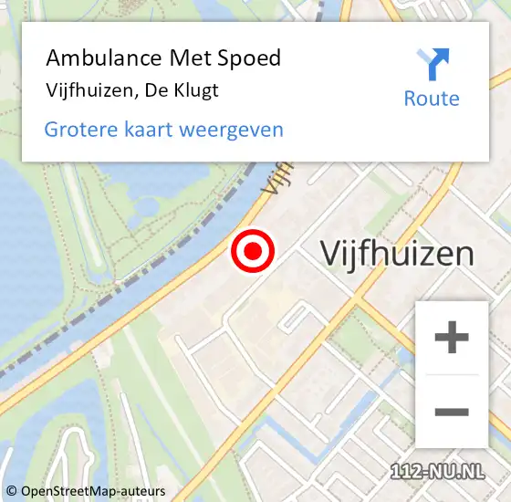 Locatie op kaart van de 112 melding: Ambulance Met Spoed Naar Vijfhuizen, De Klugt op 23 december 2014 07:19