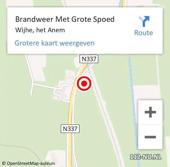 Locatie op kaart van de 112 melding: Brandweer Met Grote Spoed Naar Wijhe, het Anem op 23 december 2014 08:06