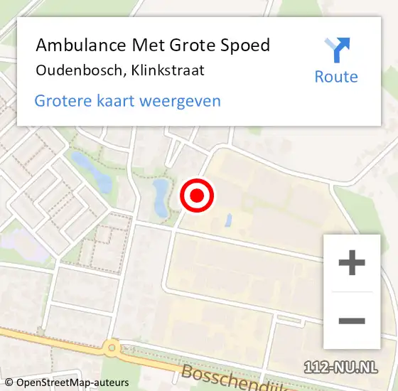 Locatie op kaart van de 112 melding: Ambulance Met Grote Spoed Naar Oudenbosch, Klinkstraat op 23 december 2014 08:11