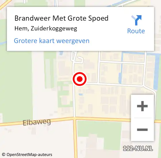 Locatie op kaart van de 112 melding: Brandweer Met Grote Spoed Naar Hem, Zuiderkoggeweg op 23 december 2014 08:27