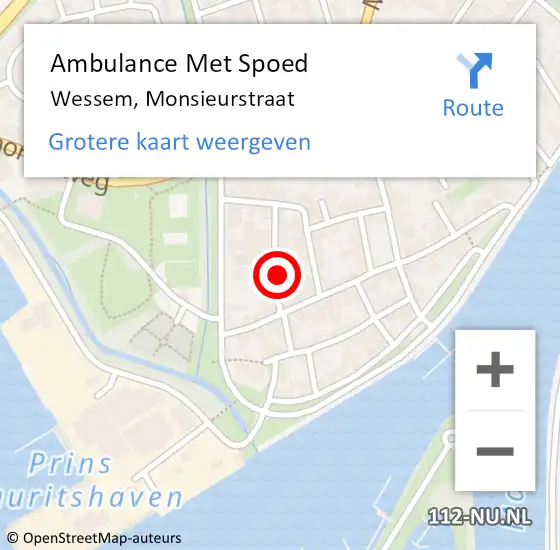 Locatie op kaart van de 112 melding: Ambulance Met Spoed Naar Wessem, Monsieurstraat op 23 december 2014 08:44