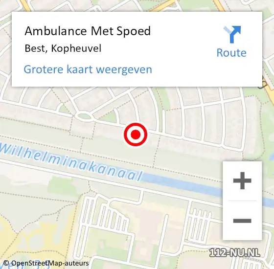 Locatie op kaart van de 112 melding: Ambulance Met Spoed Naar Best, Kopheuvel op 23 december 2014 08:54