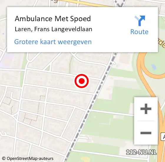 Locatie op kaart van de 112 melding: Ambulance Met Spoed Naar Laren, Frans Langeveldlaan op 23 december 2014 09:01
