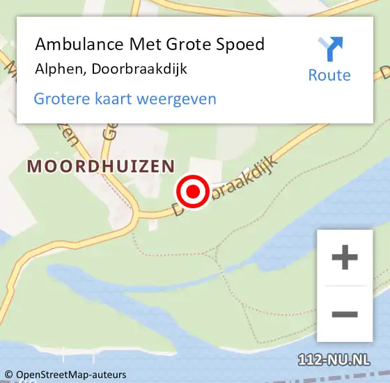 Locatie op kaart van de 112 melding: Ambulance Met Grote Spoed Naar Alphen, Doorbraakdijk op 25 oktober 2013 09:46