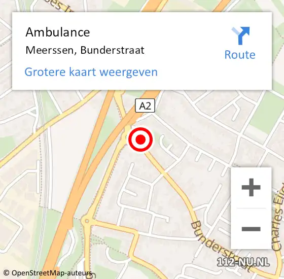 Locatie op kaart van de 112 melding: Ambulance Meerssen, Bunderstraat op 23 december 2014 09:20