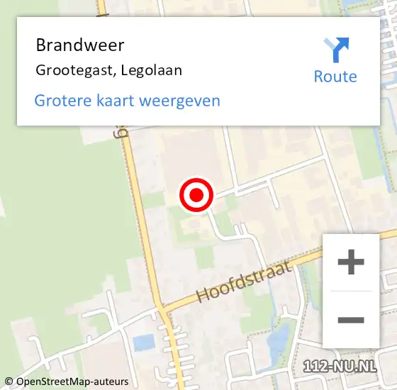 Locatie op kaart van de 112 melding: Brandweer Grootegast, Legolaan op 23 december 2014 09:27