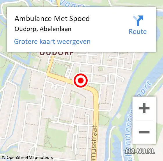 Locatie op kaart van de 112 melding: Ambulance Met Spoed Naar Oudorp, Abelenlaan op 23 december 2014 09:29