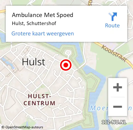 Locatie op kaart van de 112 melding: Ambulance Met Spoed Naar Hulst, Schuttershof op 23 december 2014 09:59