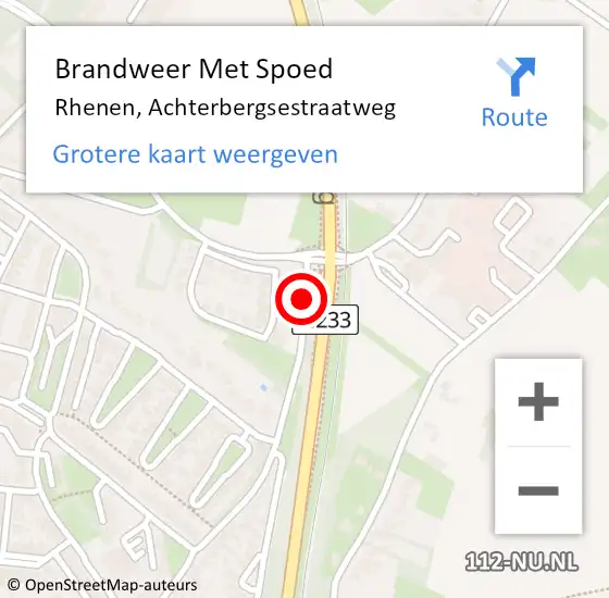 Locatie op kaart van de 112 melding: Brandweer Met Spoed Naar Rhenen, Achterbergsestraatweg op 23 december 2014 10:23