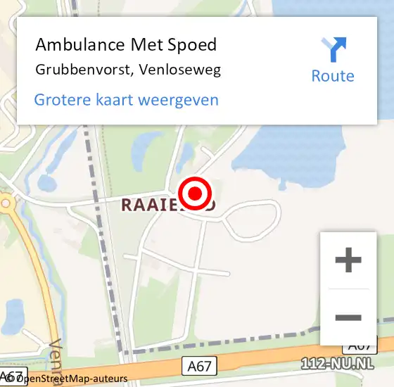 Locatie op kaart van de 112 melding: Ambulance Met Spoed Naar Grubbenvorst, Venloseweg op 23 december 2014 10:26