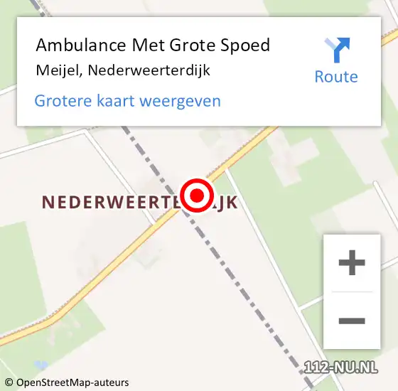 Locatie op kaart van de 112 melding: Ambulance Met Grote Spoed Naar Meijel, Nederweerterdijk op 23 december 2014 11:03