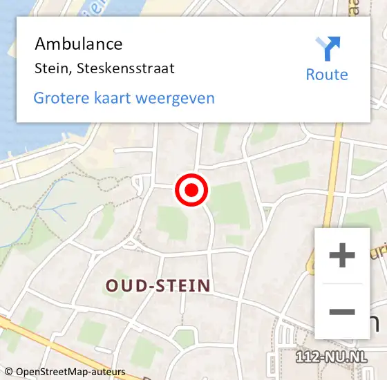 Locatie op kaart van de 112 melding: Ambulance Stein, Steskensstraat op 23 december 2014 11:05