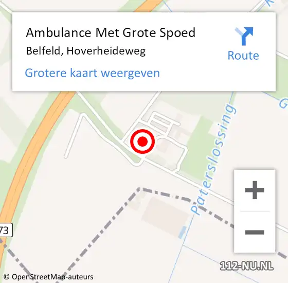 Locatie op kaart van de 112 melding: Ambulance Met Grote Spoed Naar Belfeld, Hoverheideweg op 23 december 2014 11:35