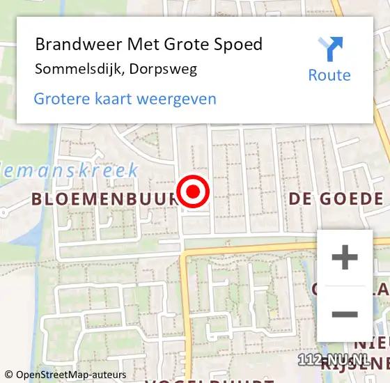 Locatie op kaart van de 112 melding: Brandweer Met Grote Spoed Naar Sommelsdijk, Dorpsweg op 25 oktober 2013 10:02