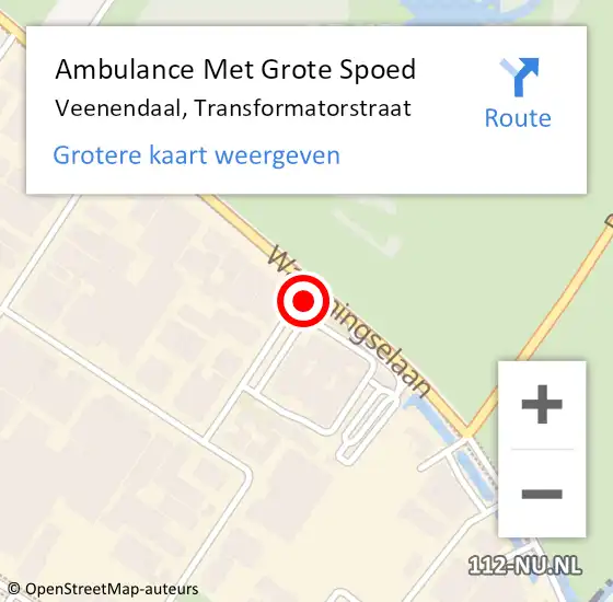 Locatie op kaart van de 112 melding: Ambulance Met Grote Spoed Naar Veenendaal, Transformatorstraat op 23 december 2014 12:09