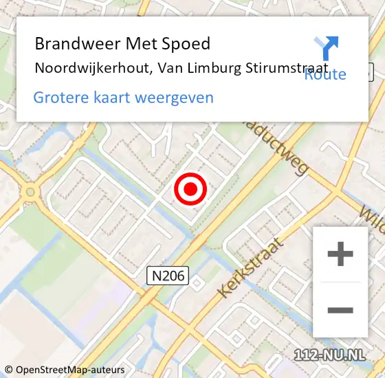 Locatie op kaart van de 112 melding: Brandweer Met Spoed Naar Noordwijkerhout, Van Limburg Stirumstraat op 23 december 2014 12:15