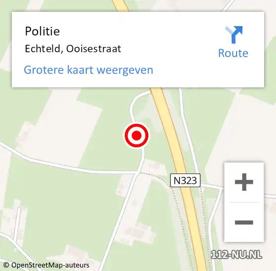 Locatie op kaart van de 112 melding: Politie Echteld, Ooisestraat op 23 december 2014 13:00