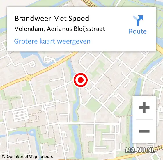 Locatie op kaart van de 112 melding: Brandweer Met Spoed Naar Volendam, Adrianus Bleijsstraat op 25 oktober 2013 10:11