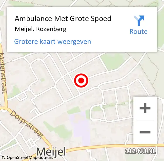 Locatie op kaart van de 112 melding: Ambulance Met Grote Spoed Naar Meijel, Rozenberg op 23 december 2014 13:46