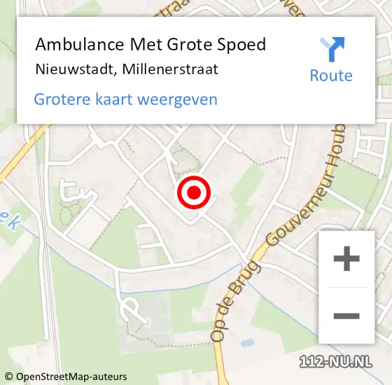 Locatie op kaart van de 112 melding: Ambulance Met Grote Spoed Naar Nieuwstadt, Millenerstraat op 23 december 2014 14:13