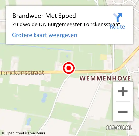 Locatie op kaart van de 112 melding: Brandweer Met Spoed Naar Zuidwolde Dr, Burgemeester Tonckensstraat op 23 december 2014 14:21