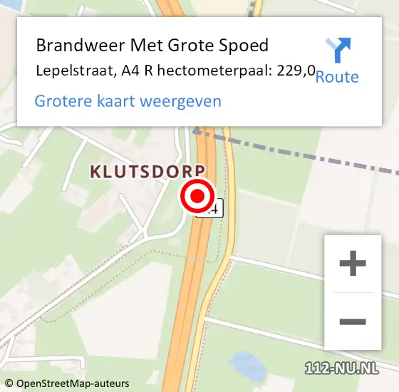 Locatie op kaart van de 112 melding: Brandweer Met Grote Spoed Naar Lepelstraat, A4 R hectometerpaal: 229,0 op 23 december 2014 14:30