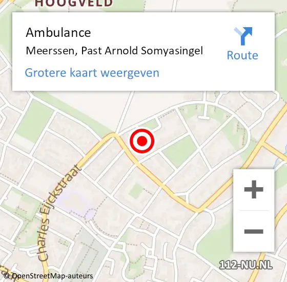 Locatie op kaart van de 112 melding: Ambulance Meerssen, Past Arnold Somyasingel op 23 december 2014 14:32