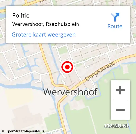 Locatie op kaart van de 112 melding: Politie Wervershoof, Raadhuisplein op 23 december 2014 14:34