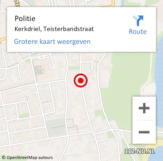 Locatie op kaart van de 112 melding: Politie Kerkdriel, Teisterbandstraat op 23 december 2014 14:43