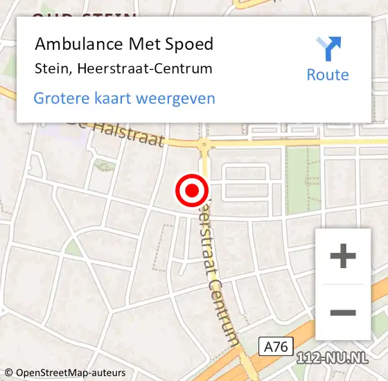 Locatie op kaart van de 112 melding: Ambulance Met Spoed Naar Stein, Heerstraat-Centrum op 23 december 2014 15:06