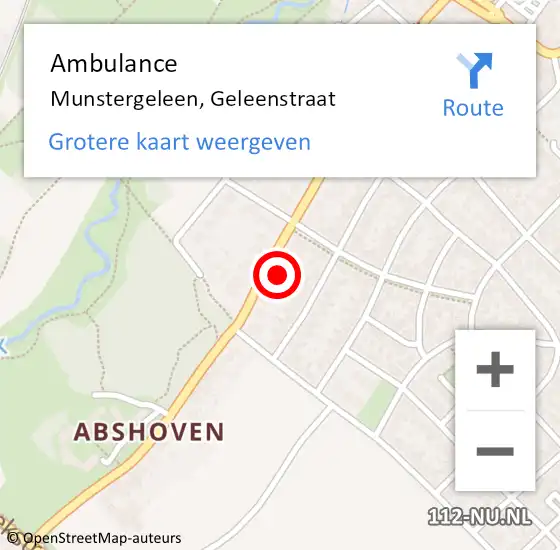 Locatie op kaart van de 112 melding: Ambulance Munstergeleen, Geleenstraat op 23 december 2014 15:12
