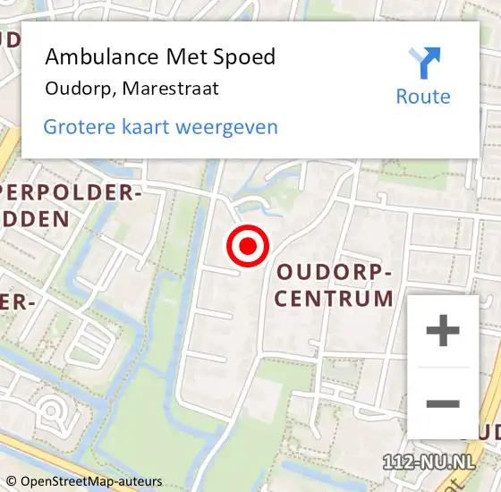 Locatie op kaart van de 112 melding: Ambulance Met Spoed Naar Oudorp, Marestraat op 23 december 2014 15:26