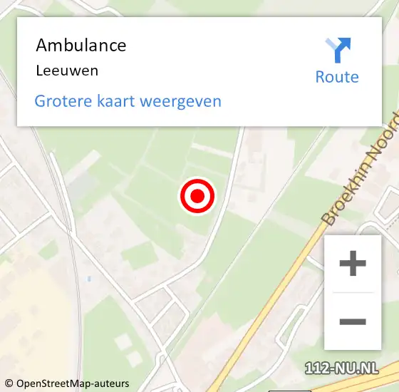 Locatie op kaart van de 112 melding: Ambulance Leeuwen op 23 december 2014 15:30