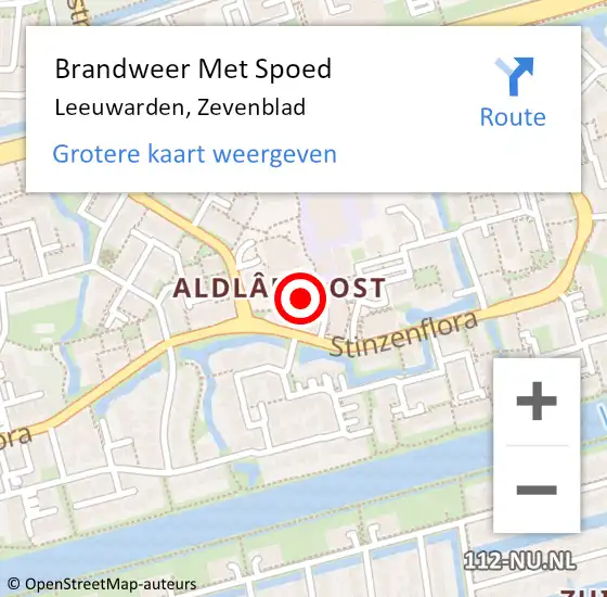 Locatie op kaart van de 112 melding: Brandweer Met Spoed Naar Leeuwarden, Zevenblad op 23 december 2014 15:32