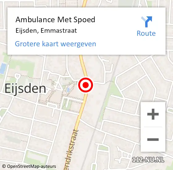 Locatie op kaart van de 112 melding: Ambulance Met Spoed Naar Eijsden, Emmastraat op 23 december 2014 15:35