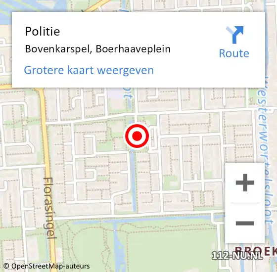 Locatie op kaart van de 112 melding: Politie Bovenkarspel, Boerhaaveplein op 23 december 2014 15:45